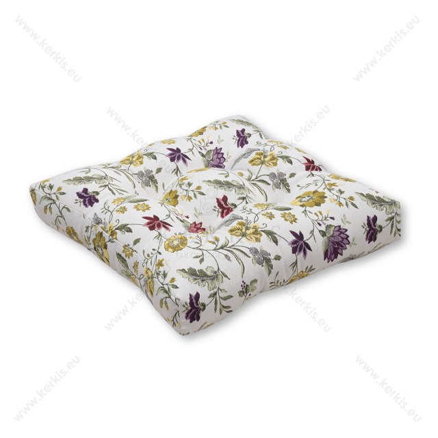 Μαξιλάρι δαπέδου με διακοσμητικά κουμπιά Λουλούδια κίτρινα