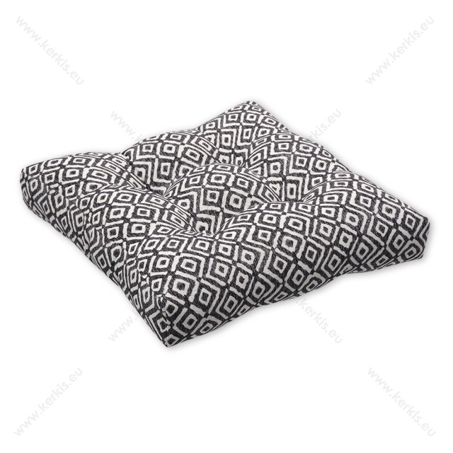 Μαξιλάρι δαπέδου Μαυρος ρόμβος με διακοσμητικά κουμπιά