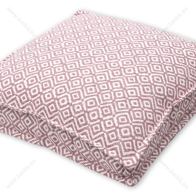Μαξιλάρα δαπέδου σε ροζ χρώμα και ύφασμα εσωτερικών χώρων και σχέδιο ρόμβος.