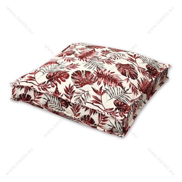 Μαξιλάρα δαπέδου κόκκινη floral με διακοσμητική ραφή Μαξιλάρα δαπέδου κόκκινη floral με διακοσμητική ραφή