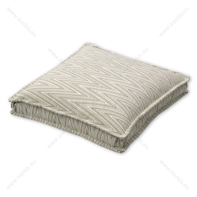 Μαξιλάρα δαπέδου "Κλειώ" σε χρώμα μπεζ με πράσινες λεπτές γραμμές, 60x60x15