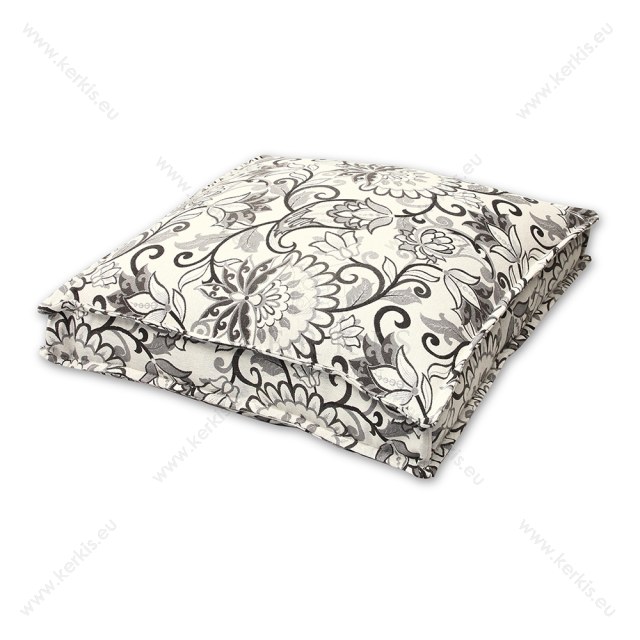 Μαξιλάρα δαπέδου floral γκρι με διακοσμητική ραφή Μαξιλάρα δαπέδου floral γκρι με διακοσμητική ραφή