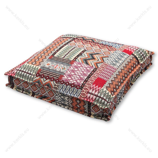 Μαξιλάρα δαπέδου Κόκκινη Patchwork με διακοσμητική ραφή Μαξιλάρα δαπέδου Κόκκινη Patchwork με διακοσμητική ραφή