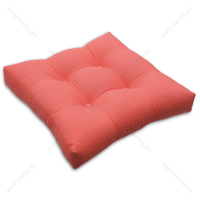 Μαξιλάρα δαπέδου κοραλλί με διακοσμητικά κουμπιά