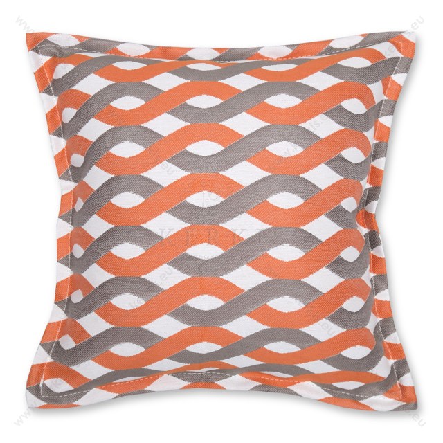 Διακοσμητικό μαξιλάρι με ύφασμα κατάλληλο για εξωτερικούς χώρους και σχέδια σε πορτοκαλί και γκρι τόνους. Διακοσμητικό μαξιλάρι με ύφασμα κατάλληλο για εξωτερικούς χώρους και σχέδια σε πορτοκαλί και γκρι τόνους.