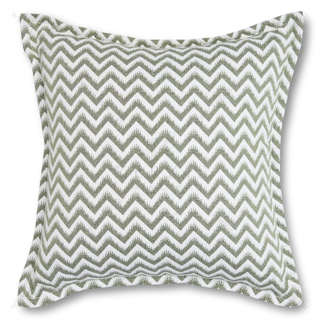 Διακοσμητικό μαξιλάρι με ζικ ζακ πράσινα σχέδια.