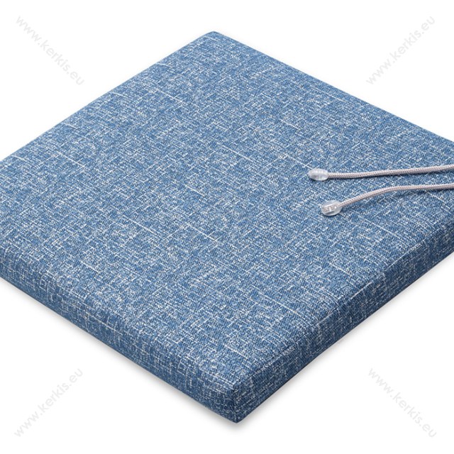 Μαξιλάρι καρέκλας εσωτερικών χώρων, σε μπλε χρώμα με διακριτκό σχέδιο στην πλέξη του υφάσματος.