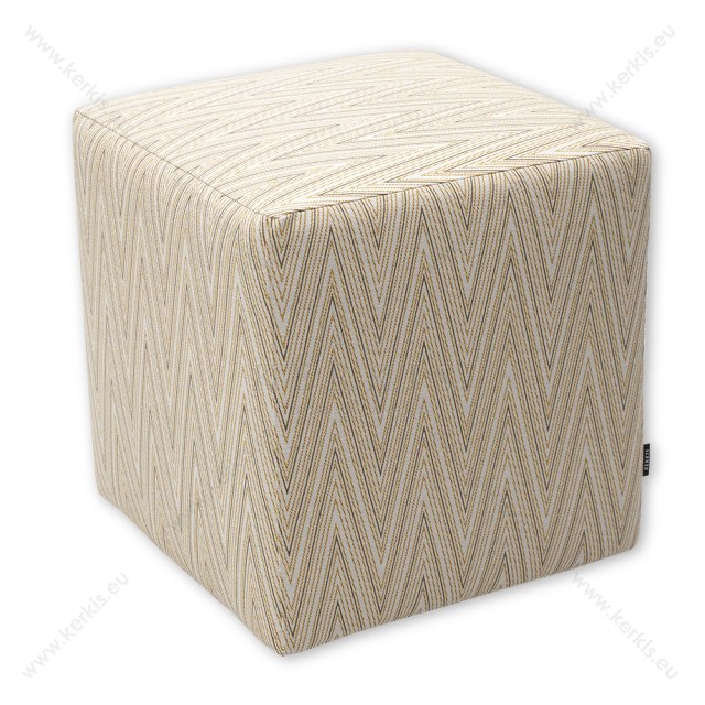 Κύβος - σκαμπό με σχέδιο λεπτές γραμμές ζικ ζακ σε κίτρινο χρώμα. Ιδανικό για χρήση σε εσωτερικούς χώρους.