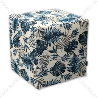 Σκαμπό κύβος μπλε floral Σκαμπό κύβος μπλε floral
