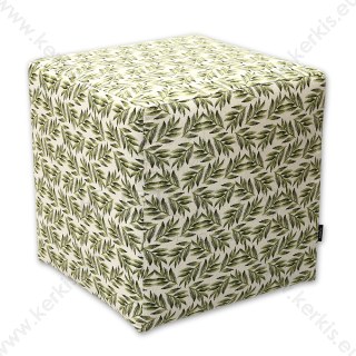 Σκαμπό Κύβος με Σχέδιο Φύλλα Ελιάς - Διακοσμητικό Κάθισμα Εσωτερικού Χώρου