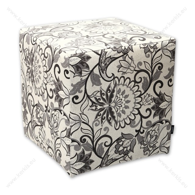 Σκαμπό κύβος floral γκρι