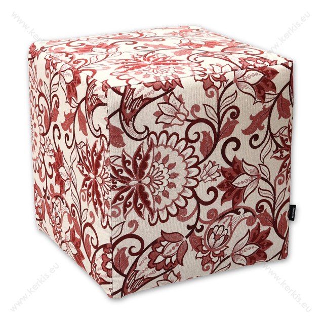 Σκαμπό κύβος floral κόκκινος Σκαμπό κύβος floral κόκκινος
