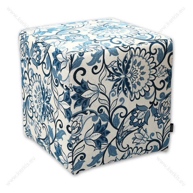Σκαμπό κύβος floral μπλε Σκαμπό κύβος floral μπλε
