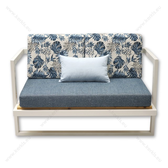 Μαξιλάρι καναπέ - πάγκου με ύφασμα εσωτερικού χώρου της σειράς LUK1 σε μπλε χρώμα με διακριτικό σχέδιο στην πλέξη του υφάσματος.