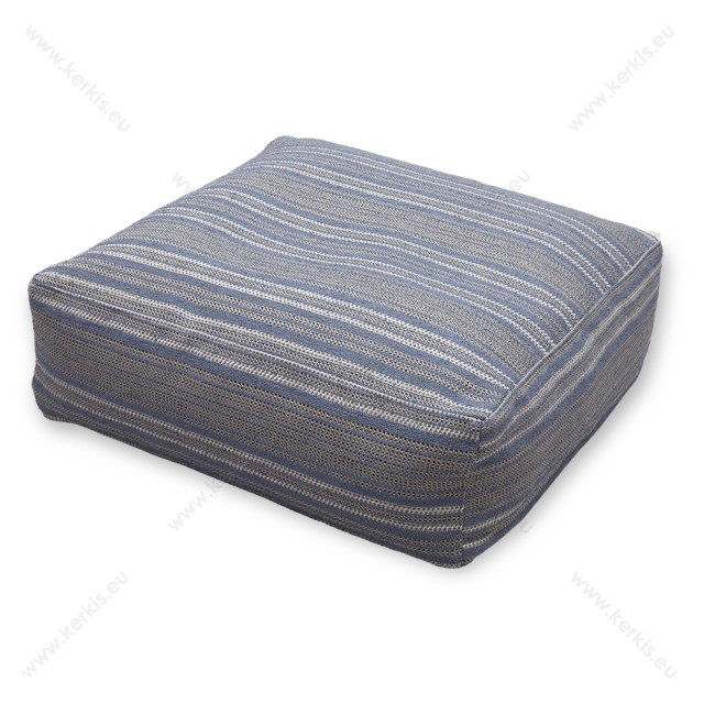 Πουφ - Μαξιλάρα Μπλε Φαίδρα,  με ύφασμα τύπου κουρελού outdoor