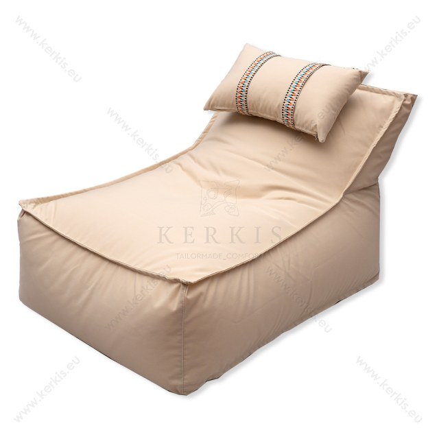 Πουφ "Άτλας plus" με βολικό μαξιλάρι για το κεφάλι,  από την Kerkis Tailormade Comfort σε μπεζ ανοιχτό χρώμα, κατάλληλο για κάθε εξωτερικό χώρο!