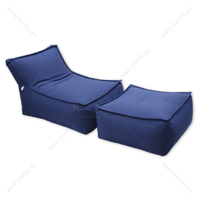 Πουφ και σκαμπό "Άτλας " με ύφασμα σε υπέροχο μπλε χρώμα, κατάλληλο για παραλία, πισίνα, κήπο ή ακόμη και εσωτερικό χώρο!