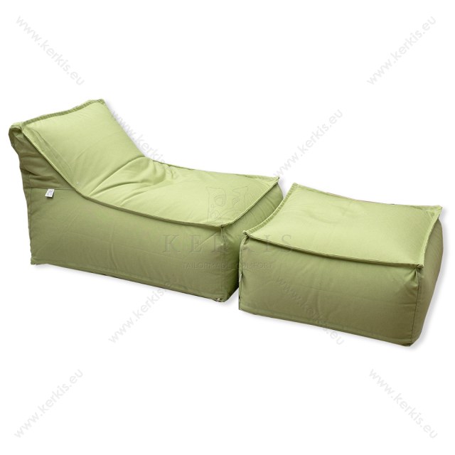 Πουφ και σκαμπό "Άτλας" με ύφασμα πράσινο ανοιχτό, κατάλληλο για κάθε εξωτερικό χώρο και όχι μόνο!