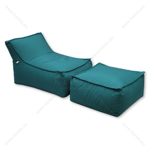 Πουφ "Άτλας" με ύφασμα σε χρώμα βαθύ πράσινο, κατάλληλο για πισίνα, παραλία, κήπο ή ακόμη και εσωτερικό χώρο!