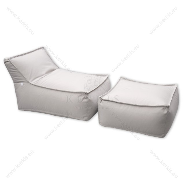 Πουφ και σκαμπό "Άτλας" με ύφασμα γκρι, κατάλληλο για κάθε εξωτερικό χώρο και όχι μόνο!