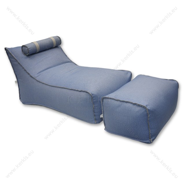 Πουφ Ήρα από την Kerkis Tailormade Comfort, με δύο κομμάτια και με προσκέφαλο στηριζόμενο με ιμάντες. Πουφ παραλίας ή πισίνας, υψηλών προδιαγραφών, εξαιρετικής αισθητικής και ποιότητας.