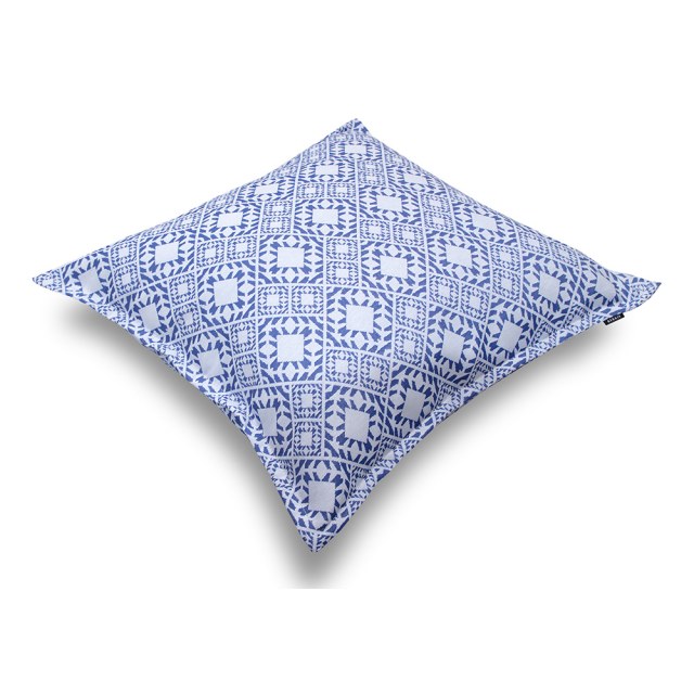Μαξιλάρα δαπέδου "Λυδία" με μπλε γεωμετρικά σχέδια ρόμβους