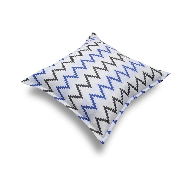 Μαξιλάρα δαπέδου "Λυδία" με μπλε ζικ ζακ γεωμετρικά σχέδια