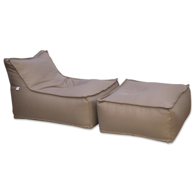 Πουφ "Άτλας" σετ πολυθρόνα και κύβος, με ύφασμα εξωτερικού χώρου, αδιάβροχο και ανεξίτηλο. Διαθέσιμο σε 4 χρώματα, κατάλληλο για παραλία, πισίνα, κήπο. Πωλούνται και μεμονωμένα.