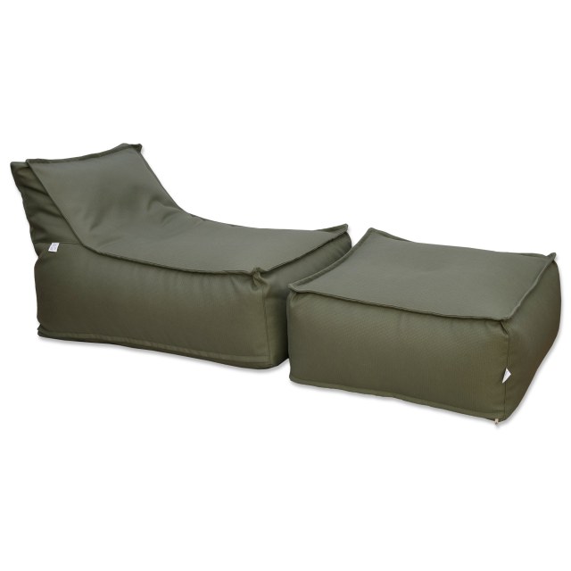 Πουφ "Άτλας" σετ πολυθρόνα και κύβος, με ύφασμα εξωτερικού χώρου, αδιάβροχο και ανεξίτηλο. Διαθέσιμο σε 4 χρώματα, κατάλληλο για παραλία, πισίνα, κήπο. Πωλούνται και μεμονωμένα.