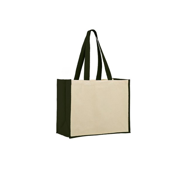 Nest
Τσάντα από βαμβάκι και πιέτα από γιούτα με εσωτερική πλαστικοποίηση σε χρωματική αντίθεση. Με βαμβακερά χερούλια.
100% βαμβάκι 320gr + 100% γιούτα με εσωτερική πλαστικοποίηση. Διαθέσιμο σε 10 χρώματα. 
Διαστάσεις 42*33+20εκ.