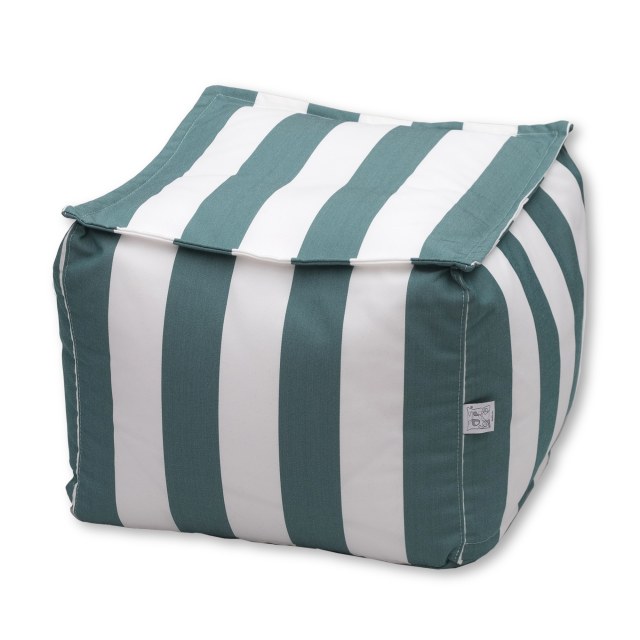 Πουφ Μίνι ΑΤΛΑΣ - Ριγέ άσπρο με πράσινο