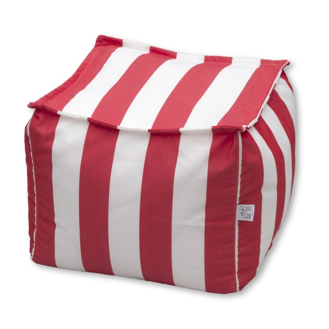 Πουφ Μίνι ΑΤΛΑΣ - Ριγέ άσπρο με κόκκινο