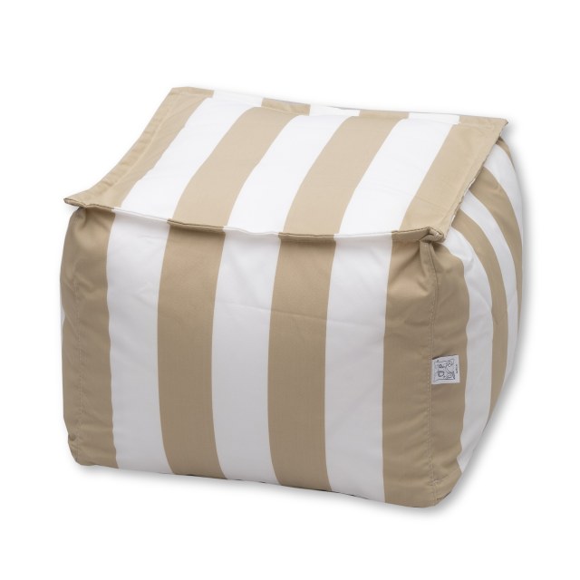 Πουφ Μίνι ΑΤΛΑΣ - Ριγέ άσπρο με μπεζ ανοιχτό