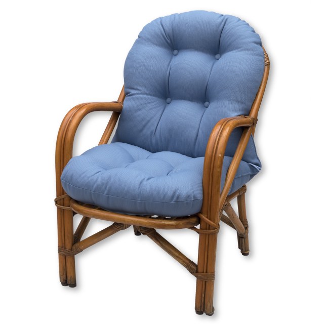 Μαξιλάρι για πολυθρόνα Μπαμπού εξωτερικού χώρου. Με ύφασμα ανεξίτηλο και αδιάβροχο, σε 4 χρώματα και κορδόνια για σταθεροποίηση του μαξιλαριού στην καρέκλα.