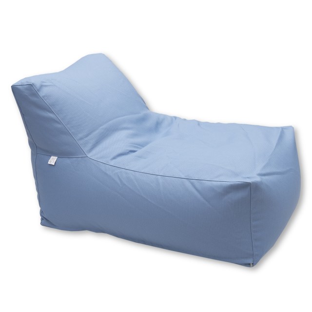 Πουφ Ηλέκτρα, με ύφασμα εξωτερικού χώρου σε γαλάζιο χρώμα. Κατάλληλο για ξεκούραση δίπλα από την πισίνα ή την παραλία