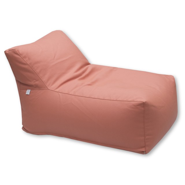 Πουφ Ηλέκτρα, σε σωμών απόχρωση, με ύφασμα εξωτερικού χώρου και ανάγλυφη υφή.