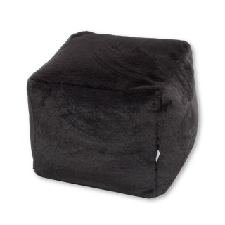Πουφ Μίνι ΑΤΛΑΣ - Μαύρο με γούνινη υφή