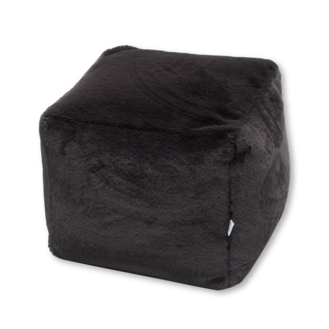 Πουφ Μίνι ΑΤΛΑΣ - Μαύρο με γούνινη υφή
