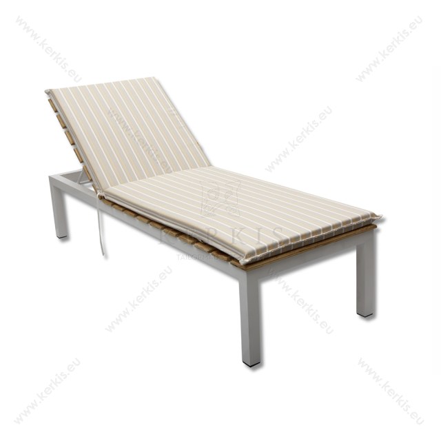 Στρώμα Ξαπλώστρας με Ύφασμα Εξωτερικού χώρου DRALON. Σε 5εκ πάχος με περιμετρικά διακοσμητικό σουπλά και δέσιμο με ιμάντες και κορδόνι