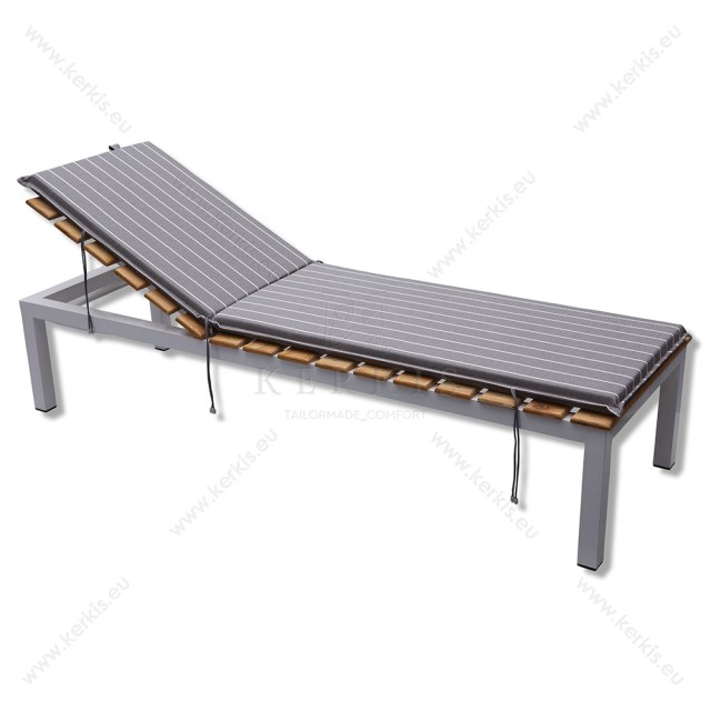 Στρώμα Ξαπλώστρας με Ύφασμα Εξωτερικού χώρου POLYESTER. Σε 5εκ πάχος με περιμετρικά διακοσμητικό σουπλά και δέσιμο με ιμάντες και κορδόνι