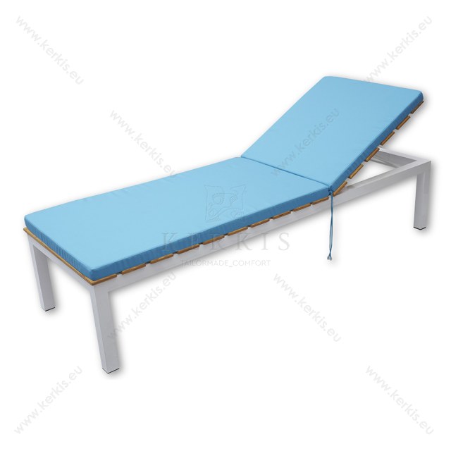 Στρώμα Ξαπλώστρας με Ύφασμα Εξωτερικού χώρου 100% acrylic solution dyed. Σε 5εκ πάχος και δέσιμο με ιμάντες και κορδόνι