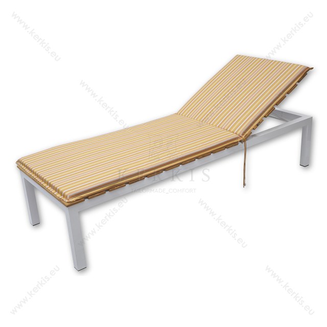 Στρώμα Ξαπλώστρας με Ύφασμα Εξωτερικού χώρου 100% acrylic solution dyed. Σε 5εκ πάχος και δέσιμο με ιμάντες και κορδόνι