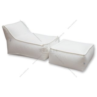 Πουφ "Άτλας" σε χρώμα λευκό, κατασκευασμένο με ύφασμα εξαιρετικής αντοχής για κάθε εξωτερικό χώρο.